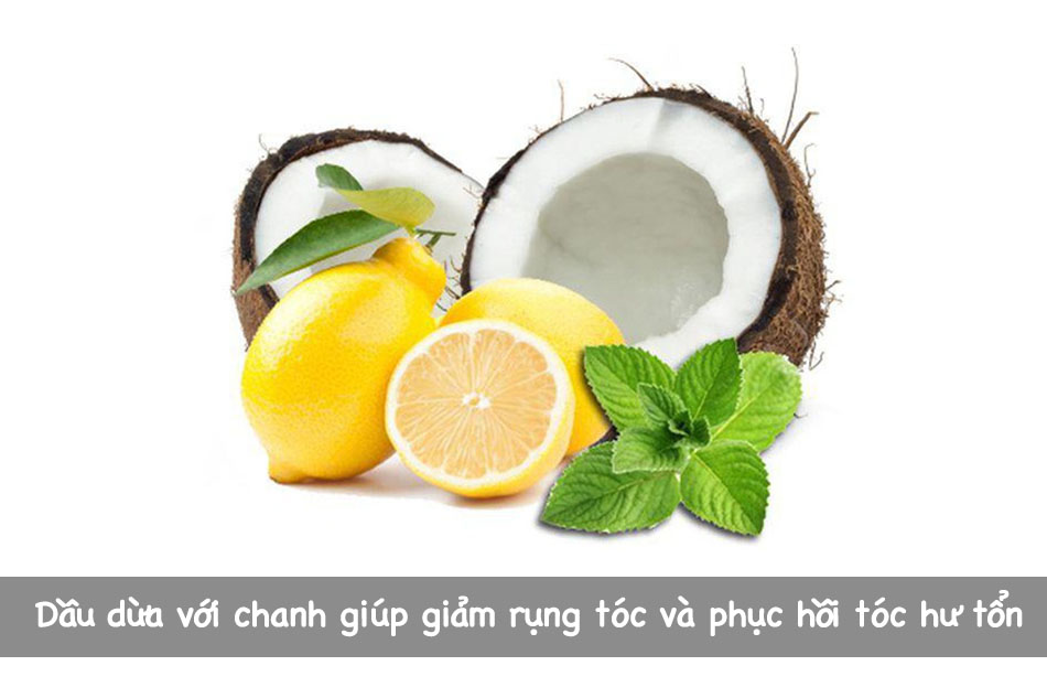 Dầu dừa với chanh giúp giảm rụng tóc và phục hồi tóc hư tổn