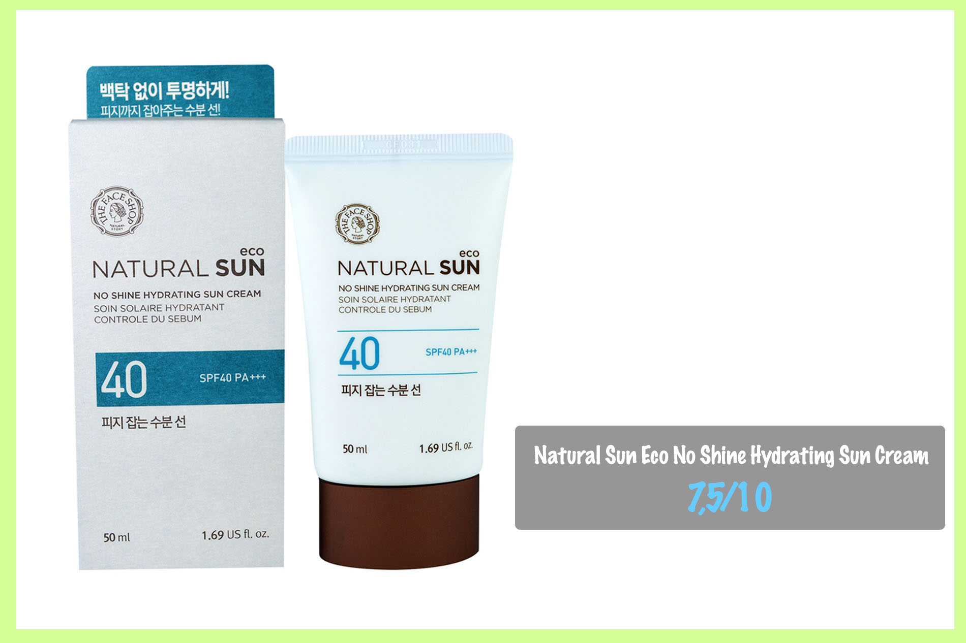 Kem chống nắng cho da khô nhạy cảm Natural Sun Eco No Shine Hydrating Sun Cream 